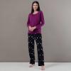 imageFruit of the Loom Womens Sueded Jersey Crew Top and Fleece Pant Sleep SetRoyal BerryMulti Dots