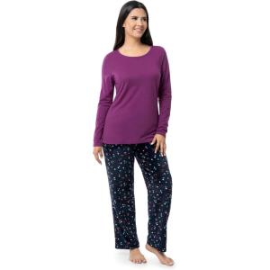 imageFruit of the Loom Womens Sueded Jersey Crew Top and Fleece Pant Sleep SetBerryMulti Confetti