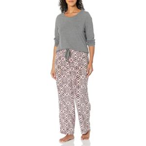 imageFruit of the Loom Womens Sueded Jersey Crew Top and Fleece Pant Sleep SetHeather GreySnowflake