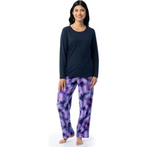 imageFruit of the Loom Womens Sueded Jersey Crew Top and Fleece Pant Sleep SetNavyAbstract