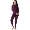 imageFruit of the Loom Womens Stretch Fleece Lined Thermal Long Johns Underwear SetPlum