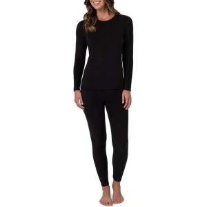 imageFruit of the Loom Womens Stretch Fleece Lined Thermal Long Johns Underwear SetPitch Black