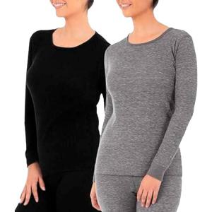imageFruit of the Loom womens Micro Waffle Premium Thermal Underwear Tee ShirtBlackSmoke Heather