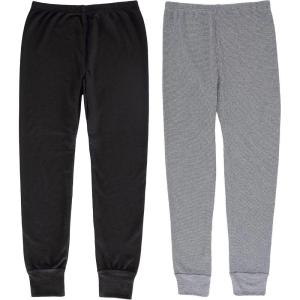 imageFruit of the Loom Girls Premium 2Pack Thermal Waffle BottomBlack  Grey