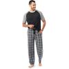 imageFruit of the Loom Mens Jersey Henley Top and Broadcloth Pant Sleep Pajama SetBlackBlack Plaid