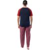 imageFruit of the Loom Mens Jersey Henley Top and Broadcloth Pant Sleep Pajama SetNavyRed Plaid