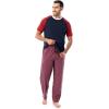 imageFruit of the Loom Mens Jersey Henley Top and Broadcloth Pant Sleep Pajama SetNavyRed Plaid