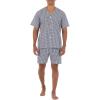 imageFruit of the Loom Mens Broadcloth Short Sleeve Pajama SetWhiteNavy Check