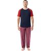 imageFruit of the Loom Mens Jersey Henley Top and Broadcloth Pant Sleep Pajama SetNavyRed Plaid