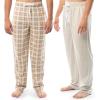 imageFruit of the Loom mens 2pack Sueded Jersey Knit Sleep Pajama PantOatmeal HeatherNatural Plaid