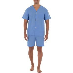 imageFruit of the Loom Mens Broadcloth Short Sleeve Pajama SetAzure Blue