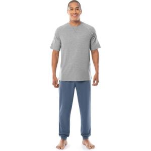 imageFruit of the Loom Mens French Terry Top and Jogger Sleep Pajama SetHeather GreyBlue