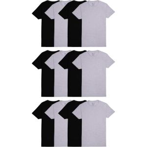 imageFruit of the Loom Mens Undershirts Moisture Wicking ampamp Tag Free Short Sleeve Crew TShirtsBlackGrey  12 Pack