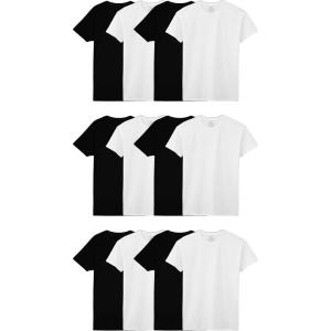 imageFruit of the Loom Mens Undershirts Moisture Wicking ampamp Tag Free Short Sleeve Crew TShirtsWhiteBlack  12 Pack