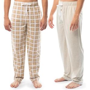 imageFruit of the Loom mens 2pack Sueded Jersey Knit Sleep Pajama PantOatmeal HeatherNatural Plaid
