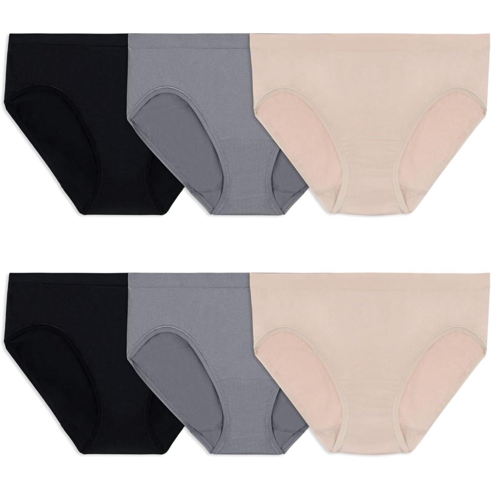 imageFruit of the Loom Womens No Show Seamless Underwear Amazing Stretch ampamp No Panty Lines Available in Plus SizeBikini  6 Pack  Assorted Color Neutrals
