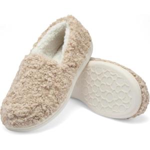 imageFruit of the Loom Womens Berber Loafer  Comfy Memory Foam IndoorOutdoorTan