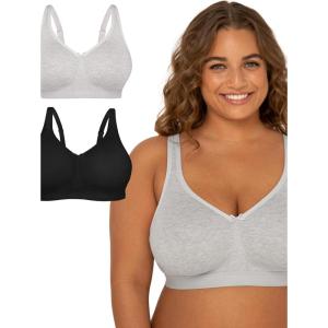 imageFruit of the Loom Womens Fit for Me Collection PlusSize Wireless Bra  Soft Cotton Comfort ampamp SupportHeather GreyBlack Hue