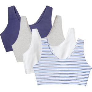imageFruit of the Loom Womens MultiPack Tank Top Style Sports BraCottage StripesSkipper BlueGrey HeatherWhite