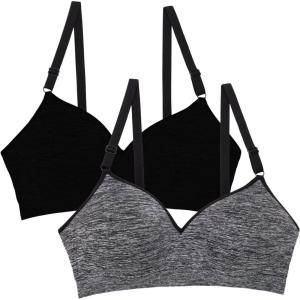 imageFruit of the Loom Womens Seamless WireFree PushUp Bra  Soft Comfortable ampamp SupportiveBlack HueCharcoal Heather 2pack