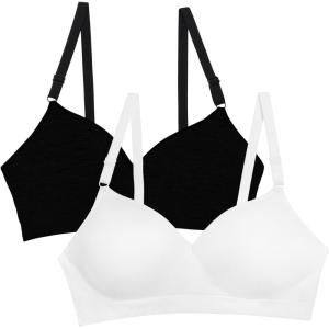 imageFruit of the Loom Womens Seamless WireFree PushUp Bra  Soft Comfortable ampamp SupportiveBlack HueWhite 2pack
