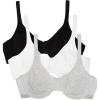 imageFruit of the Loom Womens Unlined Underwire BraCotton ampamp Spandex Blend for Natural Shape and FlexibilityBlk White 86ck Grey Heather