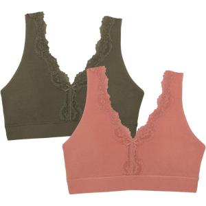 imageFruit of the Loom Womens 2Pack Full Coverage Wireless Cotton BraSoft ampamp Everyday ComfortDesert DuskOlive Night