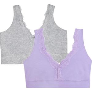 imageFruit of the Loom Womens 2Pack Full Coverage Wireless Cotton BraSoft ampamp Everyday ComfortLilac WhisperGrey Heather