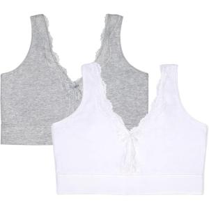 imageFruit of the Loom Womens 2Pack Full Coverage Wireless Cotton BraSoft ampamp Everyday ComfortWhiteGrey Heather
