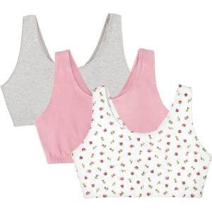 imageFruit of the Loom Womens MultiPack Tank Top Style Sports BraDancing RosebudsLilasGrey