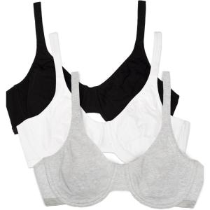 imageFruit of the Loom Womens Unlined Underwire BraCotton ampamp Spandex Blend for Natural Shape and FlexibilityBlk White 86ck Grey Heather