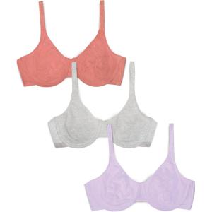 imageFruit of the Loom Womens Unlined Underwire BraCotton ampamp Spandex Blend for Natural Shape and FlexibilityDesert DuskGreyLilac Whisper