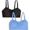 imageFruit of the Loom Womens 2Pack Stretch Wireless Bra wBuilt in PadsCornflower BlueBlack Hue