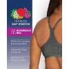 imageFruit of the Loom Womens Adjustable Shirred Front Racerback Sports Bra Multi Pack OptionsTurquoiseWhiteCharcoal