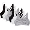 imageFruit of the Loom Womens Adjustable Shirred Front Racerback Sports Bra Multi Pack OptionsHeather GreyWhiteBlackHeather GreyWhiteBlack 6pack