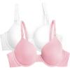 imageFruit of the Loom Womens MultiPack Cotton TShirt Bra  UltraSoft Flexible and Invisible Under TeesWhiteBlushing Rose