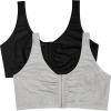 imageFruit of the Loom Womens MultiPack Front Closure Cotton BraBlack HueHeather Grey 2pack