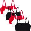 imageFruit of the Loom Womens MultiPack Spaghetti Strap Cotton Sports BraBlack HueBlack HueWhiteWhiteRed HotRed Hot