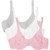 imageFruit of the Loom Womens MultiPack Unlined Underwire Cotton BraBittersweet PinkWhtGrey Hthr