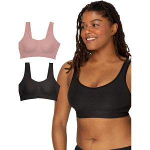imageFruit of The Loom Womens 2Pack Full Coverage Wireless Bra w Built In Pads  All Day ComfortBlackRose Shadow