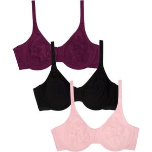 imageFruit of The Loom Womens MultiPack Unlined Underwire Cotton BraPurple VelvetBlushingBlack