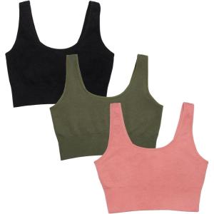 imageFruit of the Loom Womens 3Pack Seamless FullCoverage Wireless BraDesert DuskOlive NightBlack