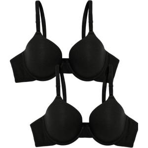 imageFruit of the Loom Womens MultiPack Cotton TShirt Bra  UltraSoft Flexible and Invisible Under TeesBlack HueBlack Hue