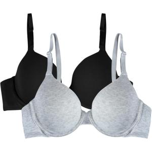 imageFruit of the Loom Womens MultiPack Cotton TShirt Bra  UltraSoft Flexible and Invisible Under TeesBlack HueGrey Heather