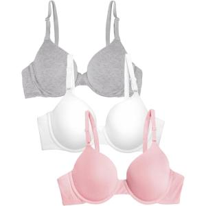 imageFruit of the Loom Womens MultiPack Cotton TShirt Bra  UltraSoft Flexible and Invisible Under TeesBlushing RoseWhiteGrey Heather