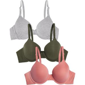 imageFruit of the Loom Womens MultiPack Cotton TShirt Bra  UltraSoft Flexible and Invisible Under TeesDesert DuskGrey HeatherOlive