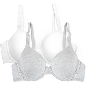 imageFruit of the Loom Womens MultiPack Cotton TShirt Bra  UltraSoft Flexible and Invisible Under TeesHeather GreyWhite