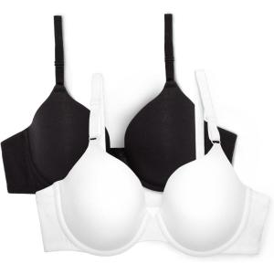 imageFruit of the Loom Womens MultiPack Cotton TShirt Bra  UltraSoft Flexible and Invisible Under TeesWhiteBlack Hue