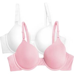 imageFruit of the Loom Womens MultiPack Cotton TShirt Bra  UltraSoft Flexible and Invisible Under TeesWhiteBlushing Rose