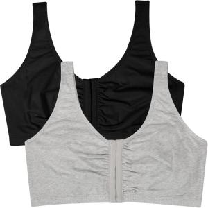 imageFruit of the Loom Womens MultiPack Front Closure Cotton BraBlack HueHeather Grey 2pack